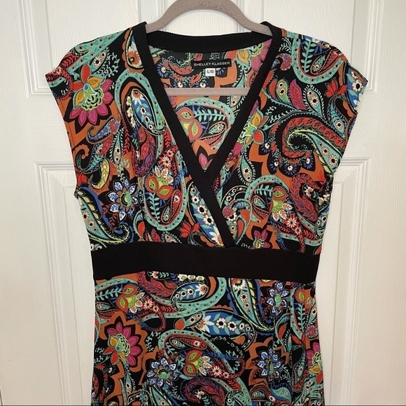 SHELLEY Klassen Paisley Colourful Printed Mini Dress Large - Picture 5 of 7